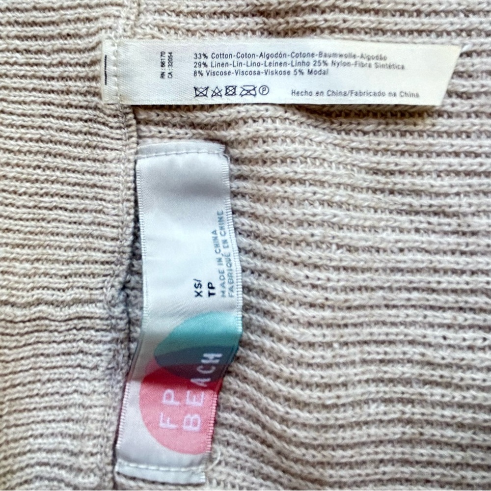 Free People Beach Knit Wrap Midi Skirt XS Cotton Linen Slit Boho Coastal Chic - Picture 3 of 9